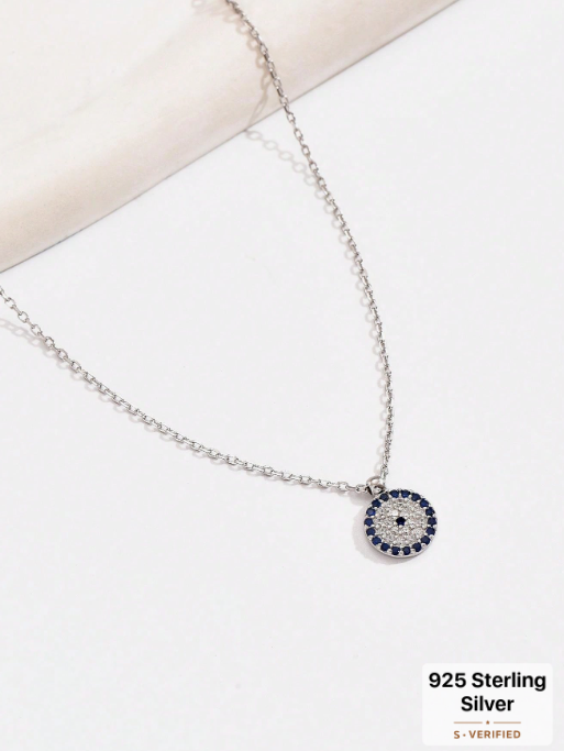 I AM PEACE 🧿 Evil Eye Pave Minimalist Necklace