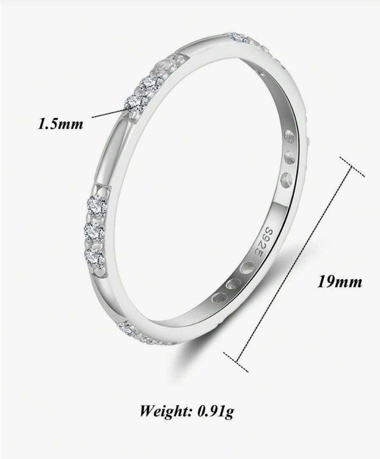 Freya Canada’s I AM ARTEMIS Delicate Pave Ring in sterling silver and zircon with measurements