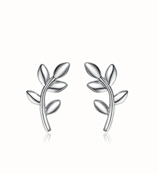 A studio shot of sterling silver I AM ATHENA Sacred Vine Earrings from Freya Canada. Isolated on a white background. 925 sterling silver and ships from Vancouver BC.