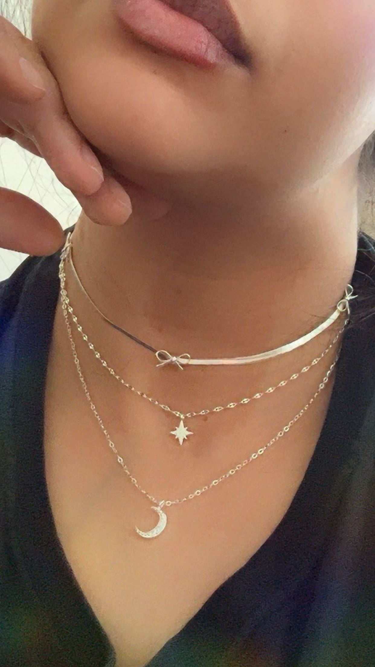 I AM APHRODITE ✨ Sterling Silver Bows Choker Necklace 🎀 Ships from Vancouver, BC.