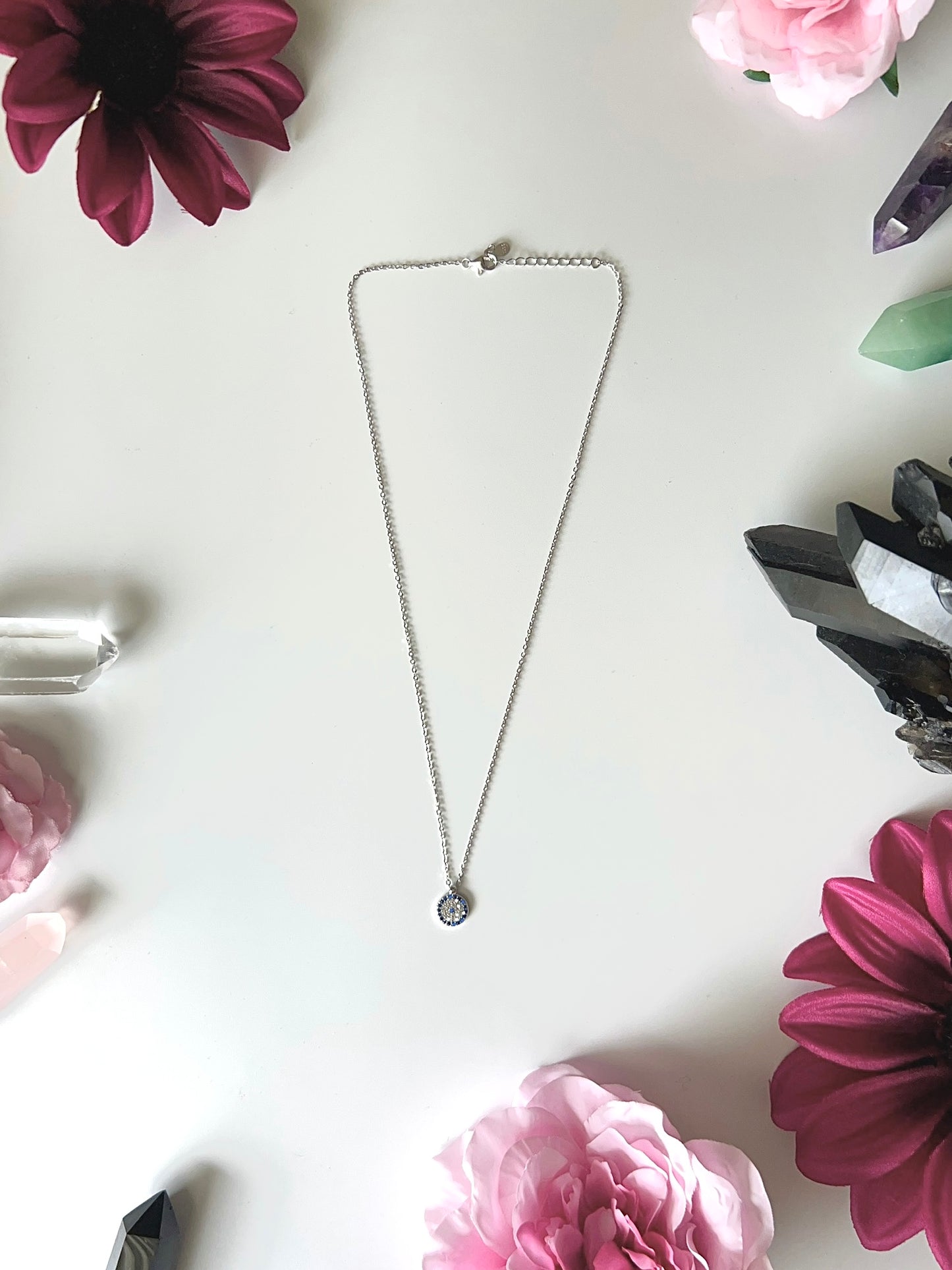 I AM PEACE 🧿 Evil Eye Pave Minimalist Necklace