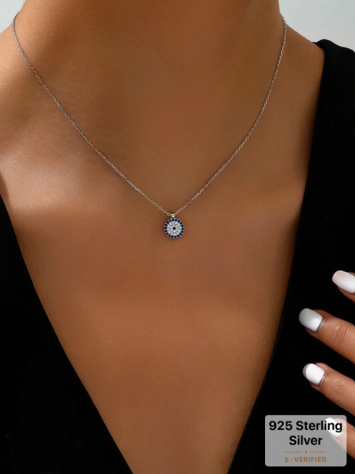 I AM PEACE 🧿 Evil Eye Pave Minimalist Necklace