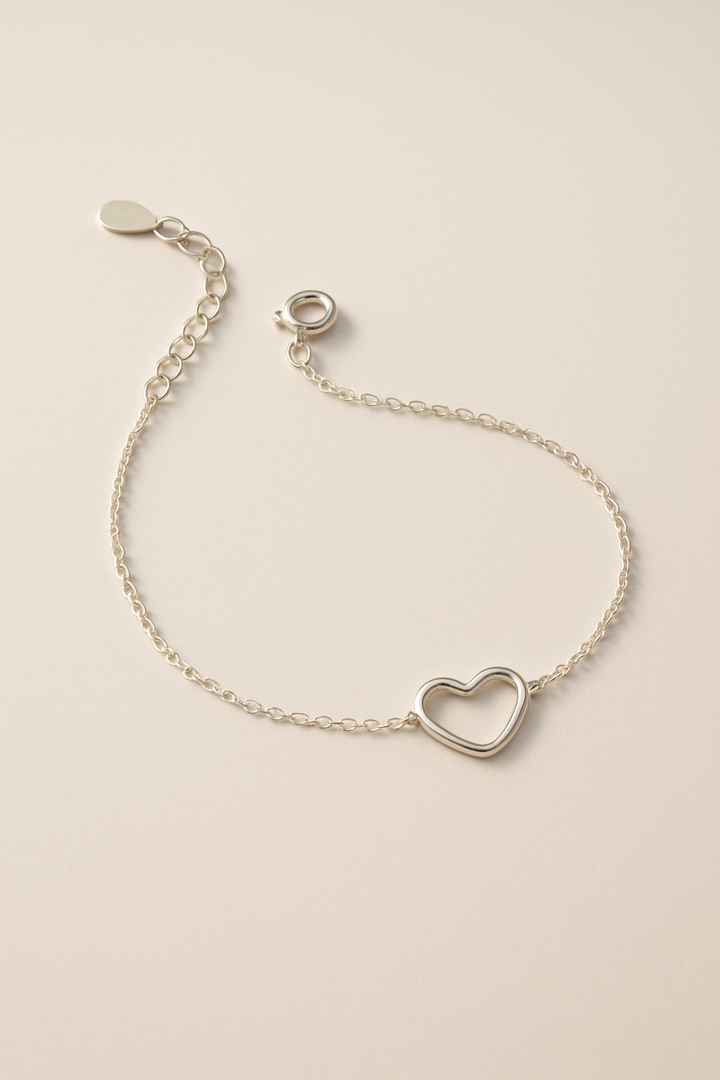 Freya Canada’s I AM APHRODITE Sterling silver Heart Bracelet on a neutral background 